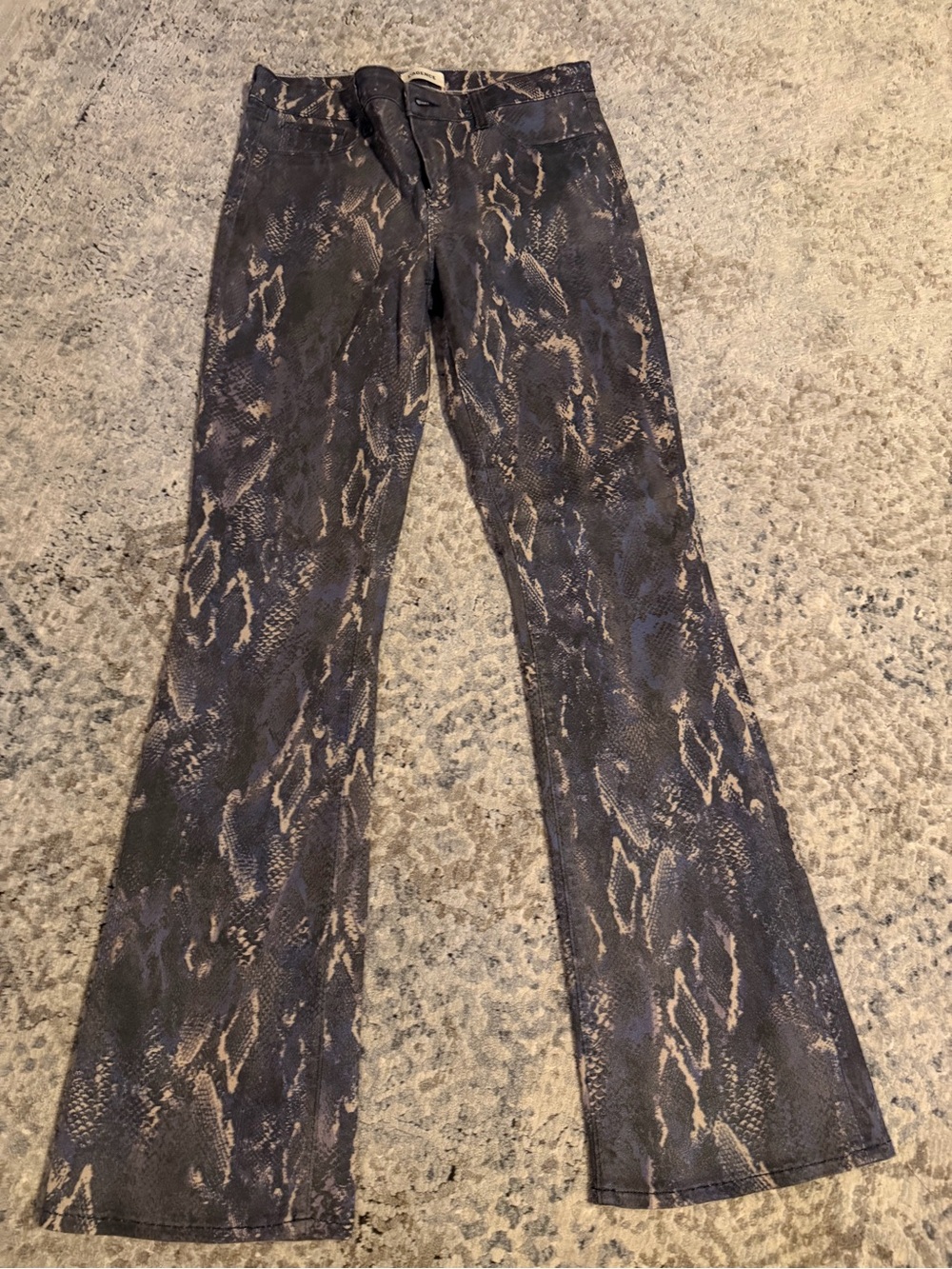 L'AGENCE Snake Print Boot Cut Jeans in Gray and Cream